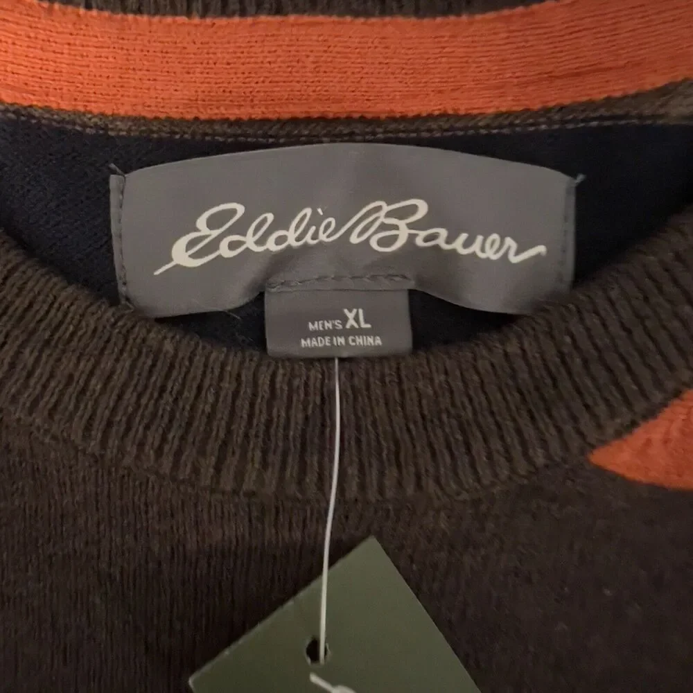 NWT VTG Eddie Bauer Mens Sz XL Wool Blend Knit Striped Sweater 90S Y2K - Picture 3 of 7